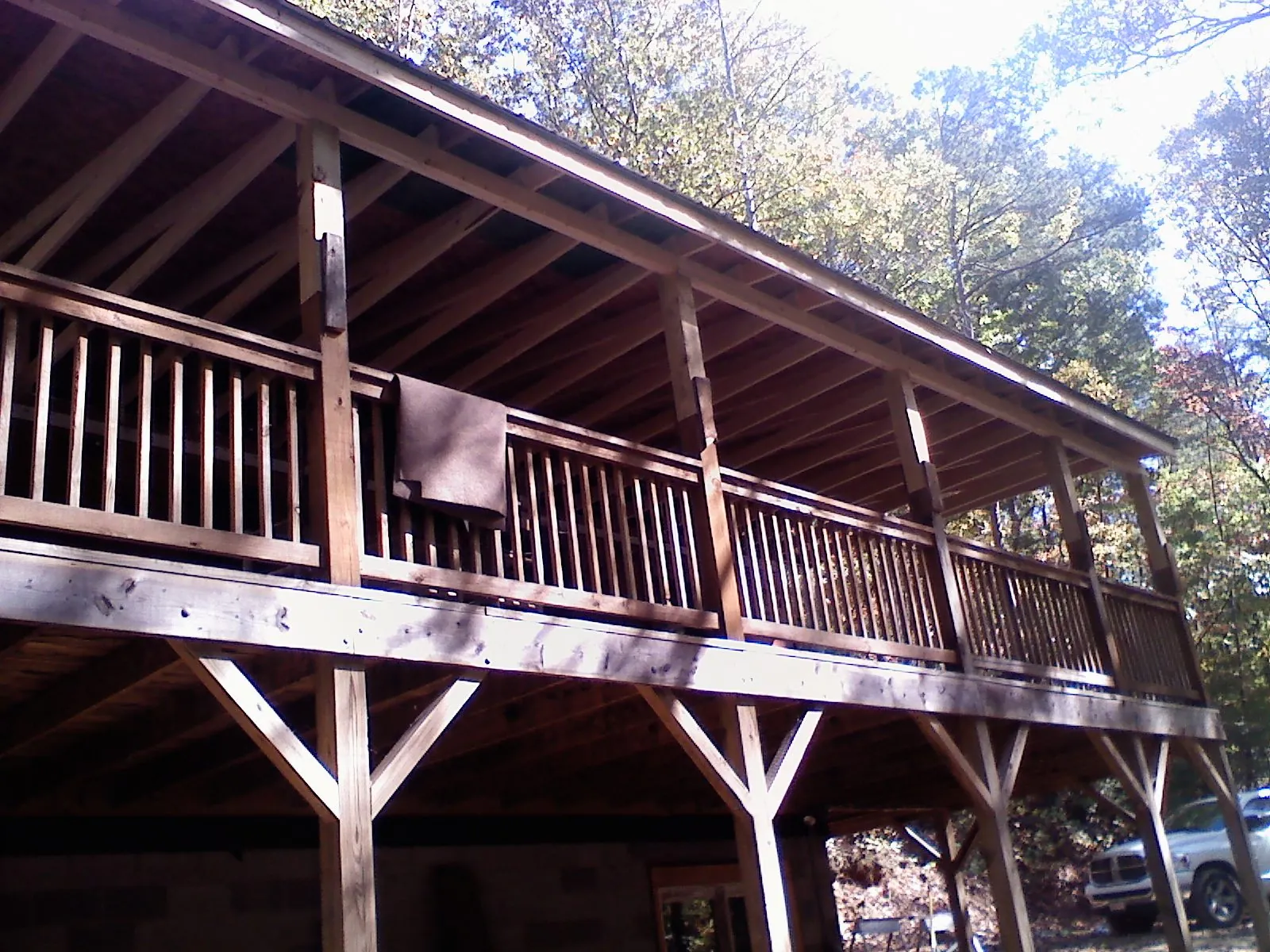 Timber framing under a new elevated porch and deck — Roof Leak Repair in New Bern by Roofing Brothers